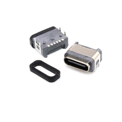 USB Type C 6 Pin Female Connector Angled Type With Waterproof Ring SMT for PCB USB Type C 6 Pin Female Connector Angled Type With Waterproof Ring SMT for PCB