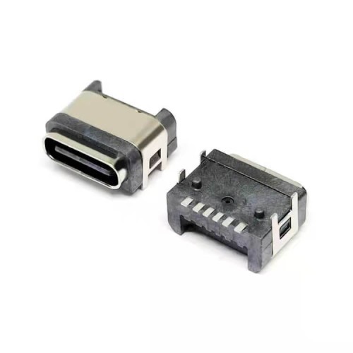 USB Type C 6 Pin Female Connector Angled Type With Waterproof Ring SMT for PCB USB Type C 6 Pin Female Connector Angled Type With Waterproof Ring SMT for PCB