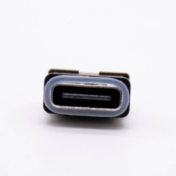 USB Type C Waterproof IPX8 6P Female With Waterproof Rubber Ring Vertical Mounting