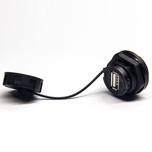 Waterproof USB 2.0 Connectors Type A Female Front Panel Lock Mount IP67 with Dust Cover Waterproof USB 2.0 Connectors Type A Female Front Panel Lock Mount IP67 with Dust Cover