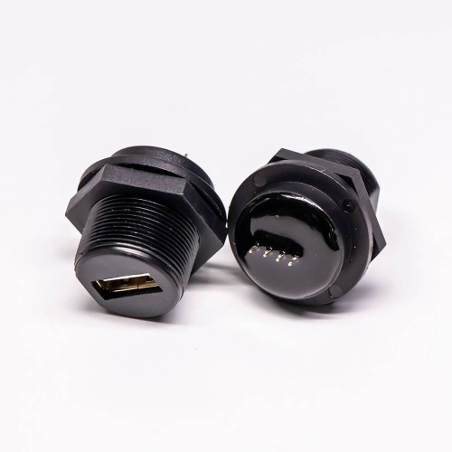 Waterproof USB 2.0 Type A Front Panel Mount USB Female Connector Socket Gold Plated Waterproof USB 2.0 Type A Front Panel Mount USB Female Connector Socket Gold Plated