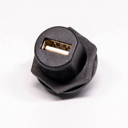 Waterproof USB 2.0 Type A Front Panel Mount USB Female Connector Socket Gold Plated