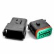12P Male Female Mating Connector 12 Pin PA66 Waterproof Automotive Sealed Connector Elecje (Excluded Contacts)