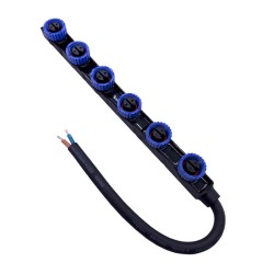 F Type M15 Waterproof Connector 2 Pin Industrial Aviation LED Power Connector Six Female with 1.5 Square Cable