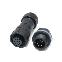 IP68 M12 8 Pin Panel Mount Back Fastened Connector Solder Type for Cable 8 pin Sensor Connector Nylon PA66 Material for LED Strips