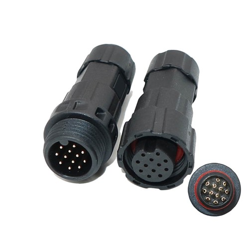 LED Power Connector M16 Waterproof Cable Connector IP68 12 Pin Male Female Plug Solder Type for Cable LED Power Connector M16 Waterproof Cable Connector IP68 12 Pin Male Female Plug Solder Type for Cable