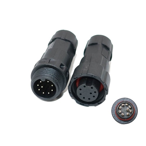 LED Power Connector M16 Waterproof IP68 9 Pin Male Female Plug Solder Type LED Power Connector LED Power Connector M16 Waterproof IP68 9 Pin Male Female Plug Solder Type LED Power Connector