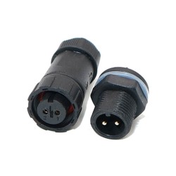 M12 Panel Front Mounted Waterproof Connector Solder Type for Cable 2 pin Mechanical Equipment Waterproof Plug