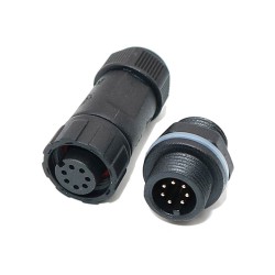M12 Waterproof Panel Back Mounted Connector Solder Type for Cable 7 pin Mechanical Equipment Nylon PA66 Material Outdoor