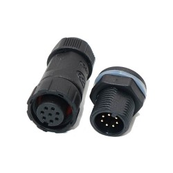 M12 Waterproof Panel Front Mounted Connector Solder Type for Cable 7 pin Mechanical Equipment Nylon PA66 Material Outdoor