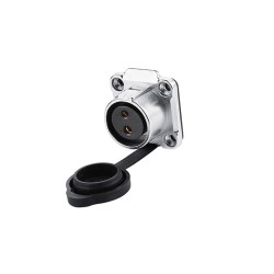 2 Pin Circle Connector Plug Socket Front Panel Mounted Flange Solder Type Cable Connector LP20 IP67