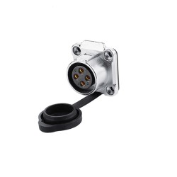 LP20 4 Pin Waterproof Socket Flange Panel Type Circular Connector Female Receptacle