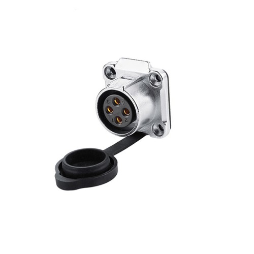 LP20 4 Pin Waterproof Socket Flange Panel Type Circular Connector Female Receptacle