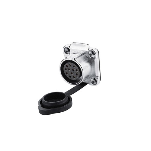 LP20 Type 12 Pin Female Socket Four Hole Flange Waterproof Connection Ip67