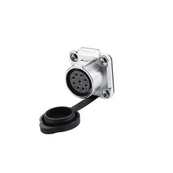 LP20 Type 9 Pin Female Socket IP67 Waterproof Connector With Dust Cover