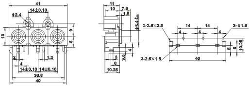 90 Degree RCA Connector Female Right Angle for PCB With Black ABS Hood Solder Type
