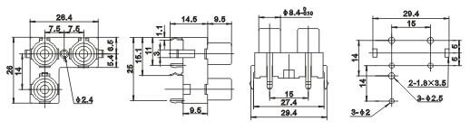 PCB Mount Connector L Type Straight PCB Solder Female