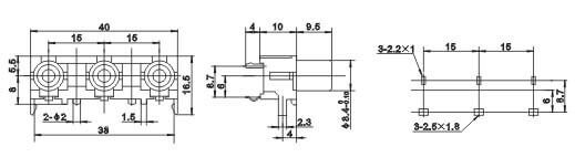 RCA Conenctor Black Socket 3 Hole Straight Nickel Plated