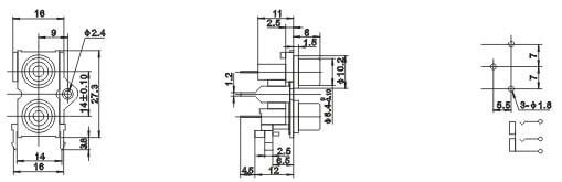 RCA Connector PCB Mount Female Nickel Plated Socket 90Degree
