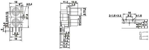 RCA Jack Connector Receptacle Socket for PCB Mount 90Degree