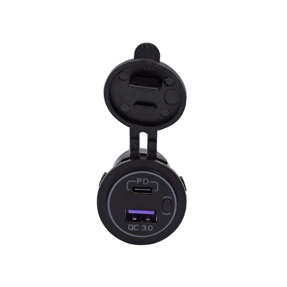 Automotive Modified Dual Fast Charging QC3.0+TYPE-C+PD Dual-Port Charger Blue Light with 60cm Power Cord