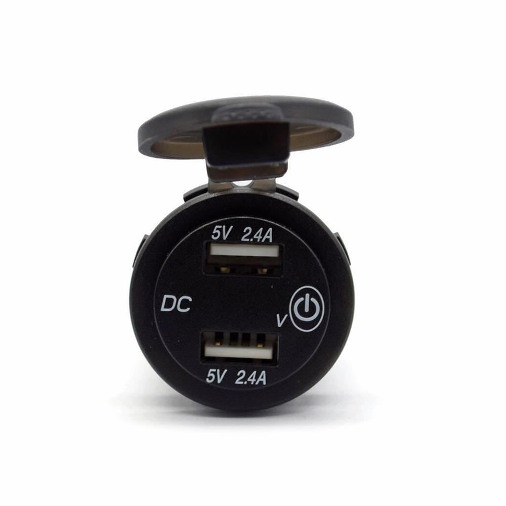 Automotive Motorcycle Electric Equipment Modified Universal Touch Switch 4.8A Dual USB Charger with Voltage Detection Display
