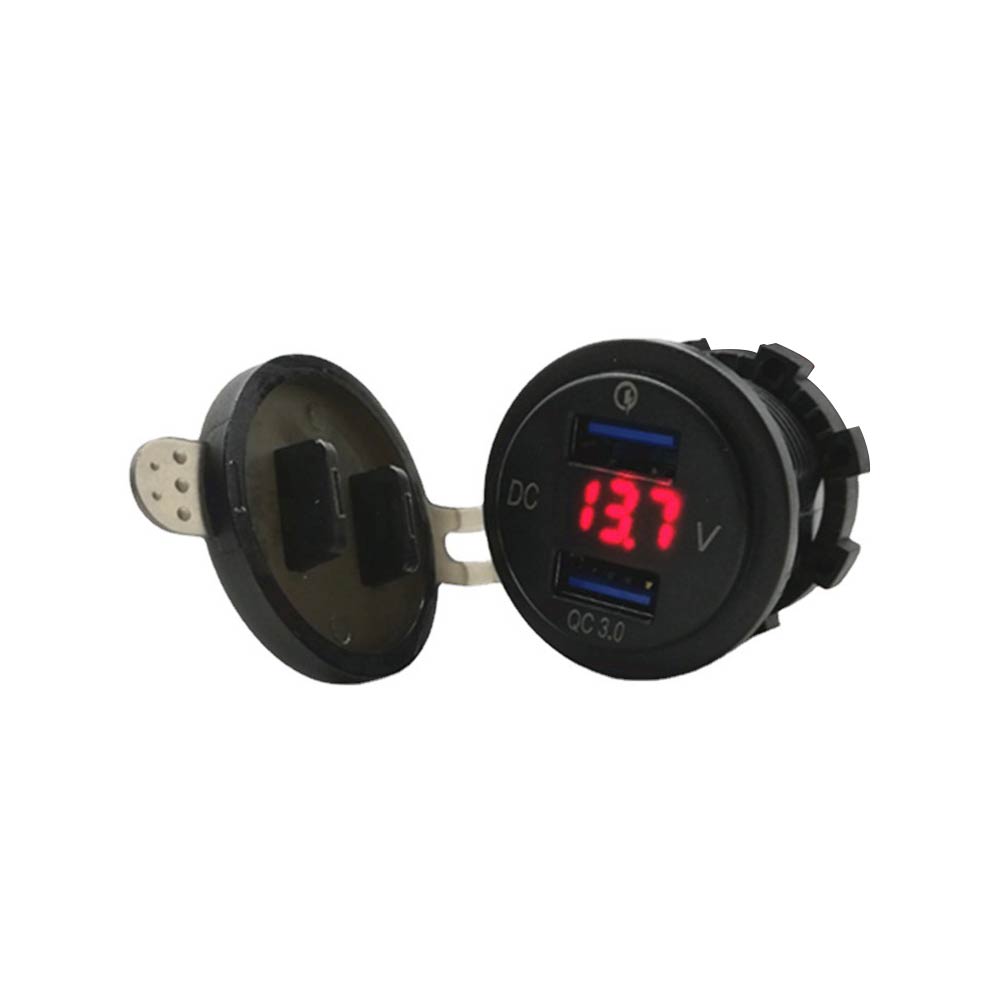 Automotive Motorcycle RV Modified Dual QC3.0 Charger with Voltage Display Dual USB In-car Phone Charger Qualcomm Quick Charge
