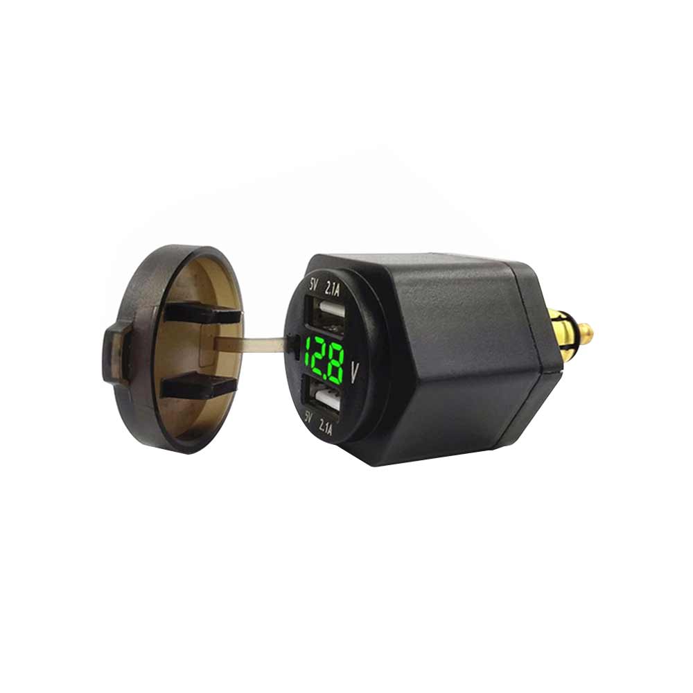 European Standard Cigarette Lighter Socket Short Design Dual USB 4.2A with Voltage Display Phone In-car Charger