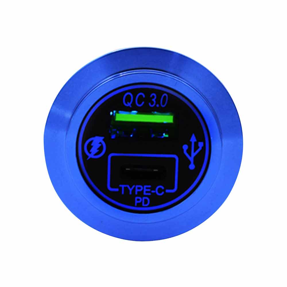 Fireproof Aluminum Alloy QC3.0+TYPE-C PD Fast Charger Automotive and Marine Modified QC3.0 Charger