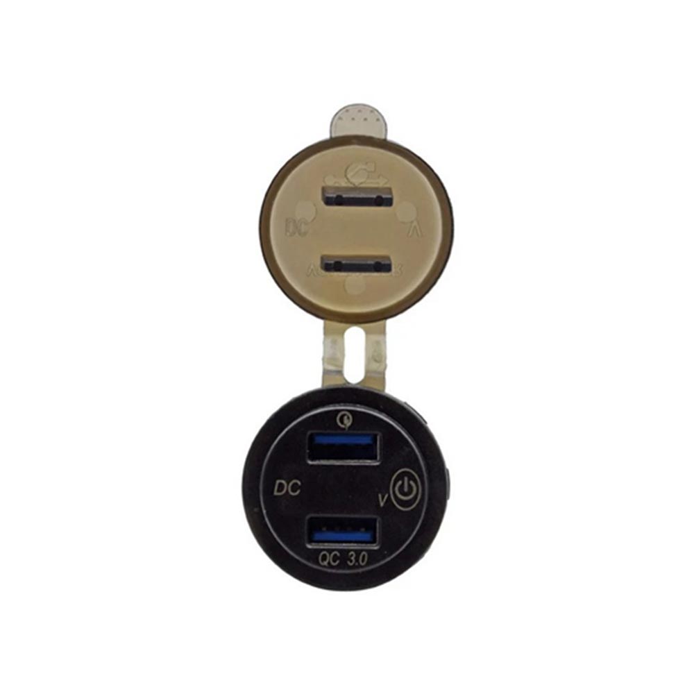 Modified QC3.0 In-car Charger with Dual USB Equipped with Voltage Detection and Switch Suitable for Yachts and Boats