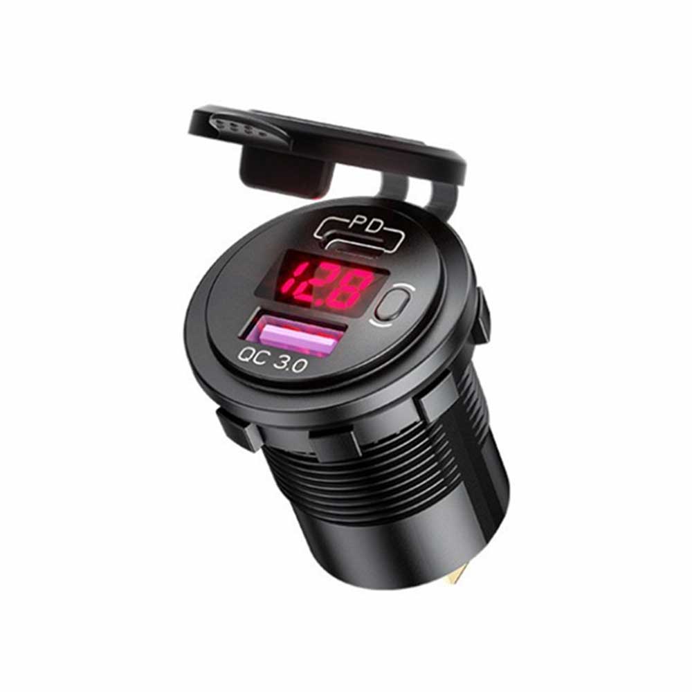 Phone Charger with PD QC3.0 Modified Car Charger Equipped with Voltage Display and Switch Charger