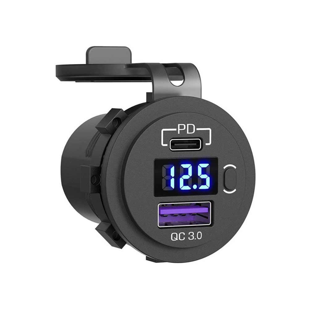 Phone Charger with PD+QC3.0 Modified Fast Charging Equipped with Voltage Display and Switch Charger