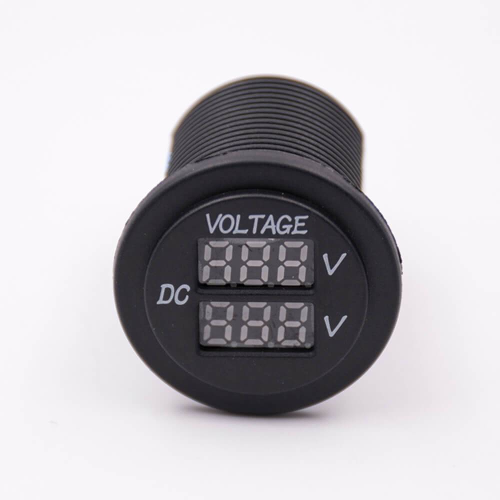 DC Voltage Digital Display Car Meter Voltmeter Socket Through Hole