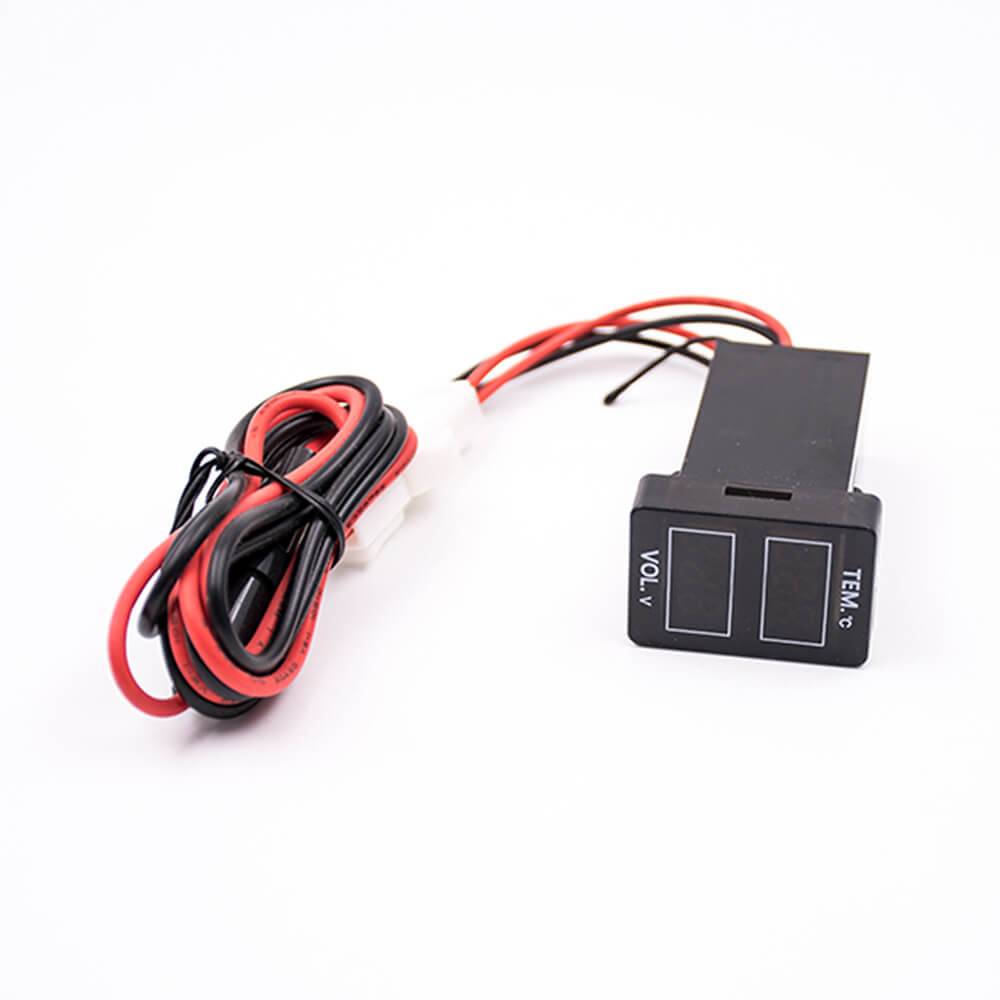 Digital Voltage Display Meter Temperature Voltage Display Socket Cable