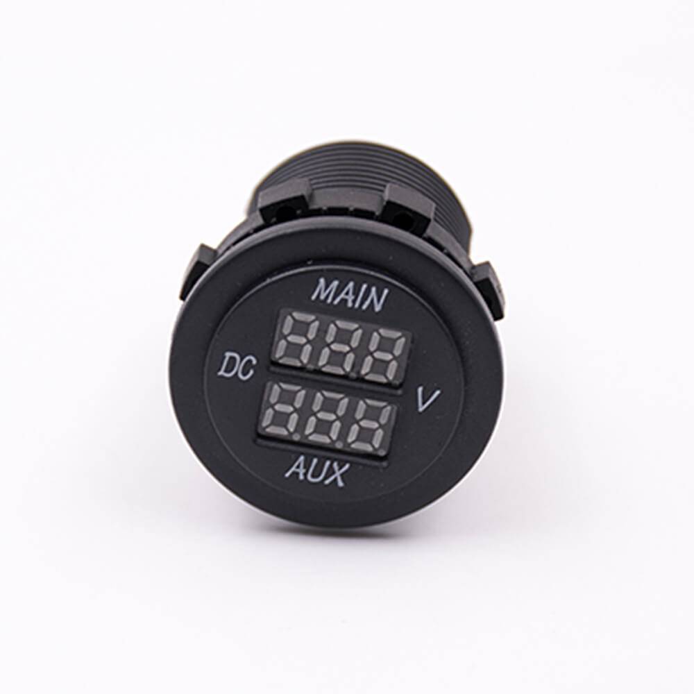 Dual Digital Display Voltage Through Hole Socket Car Voltmeter