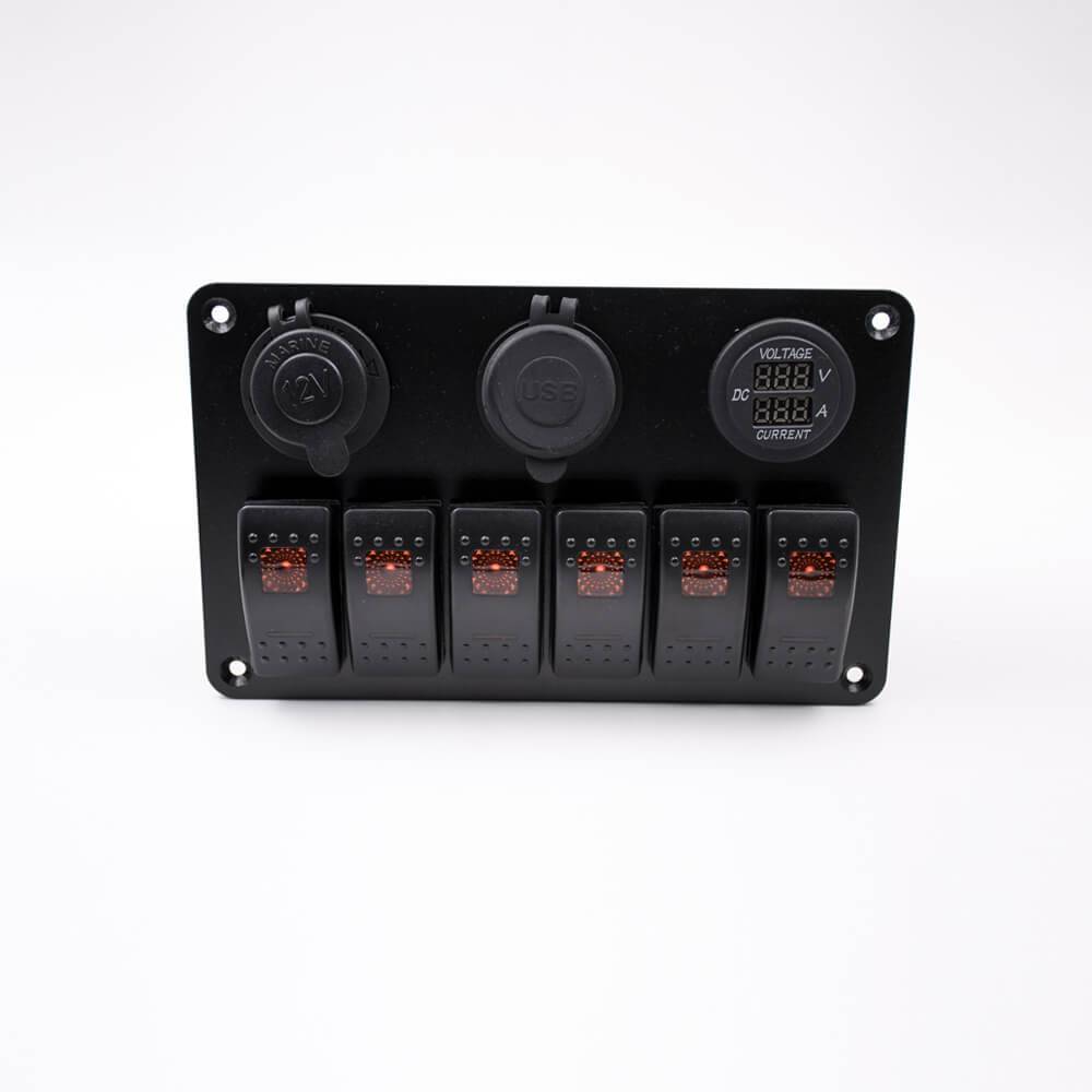 Cigarette Lighter Socket For Car 6-position Switch Double USB Voltage And Ammeter