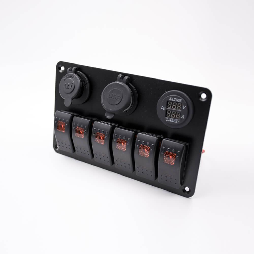 Cigarette Lighter Socket For Car 6-position Switch Double USB Voltage And Ammeter