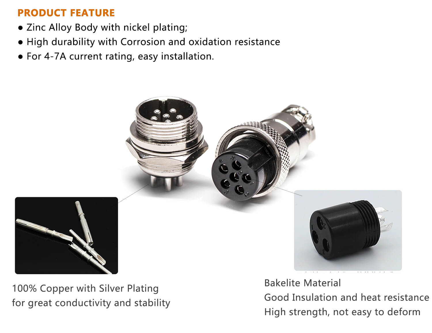 4 Pin Connector Male Female GX35 Straight Cable Metal Female Cable Plug Male Panel Receptacles