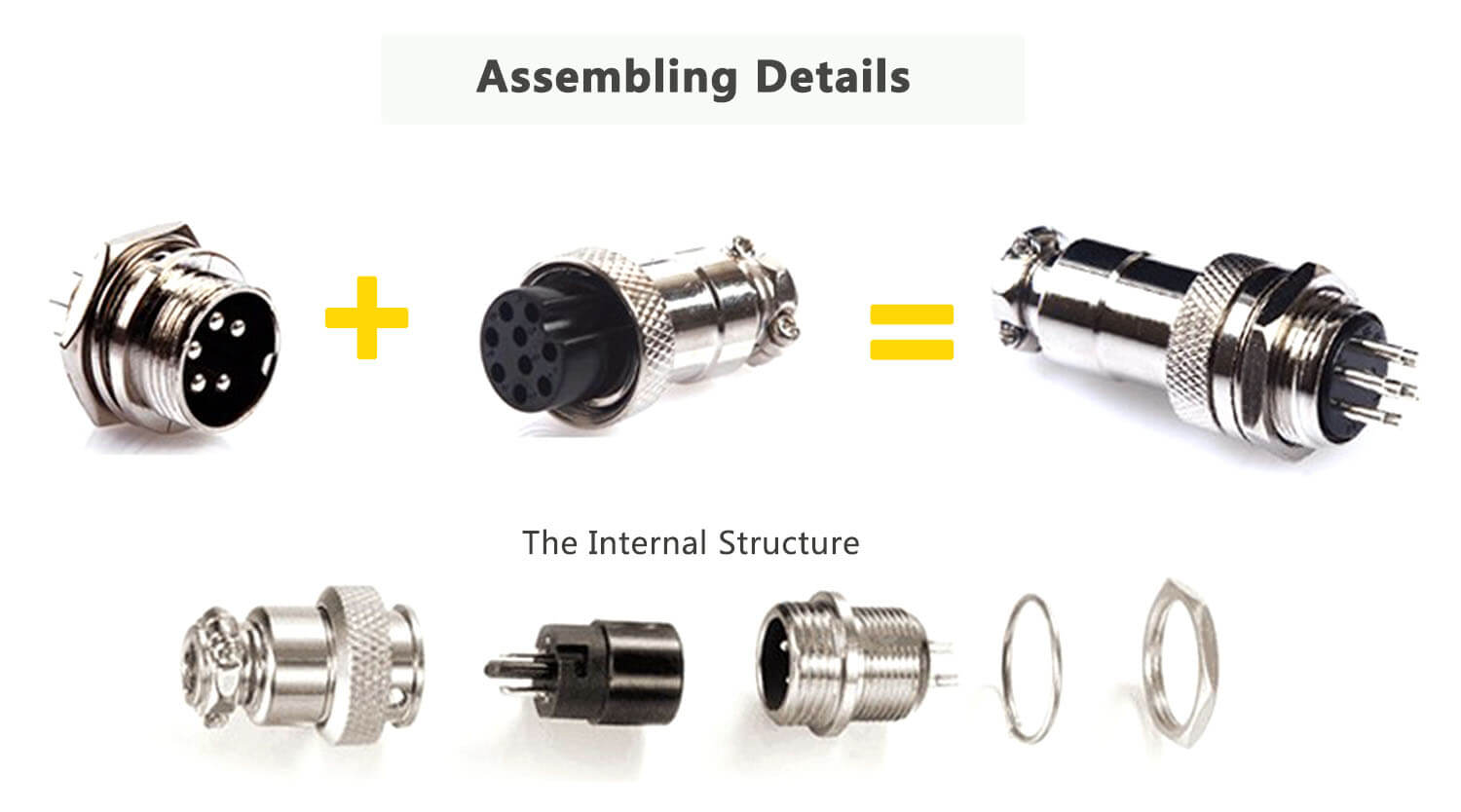 Connector GX16 3 Waterproof Connector R/A Female Plug and Male Socket