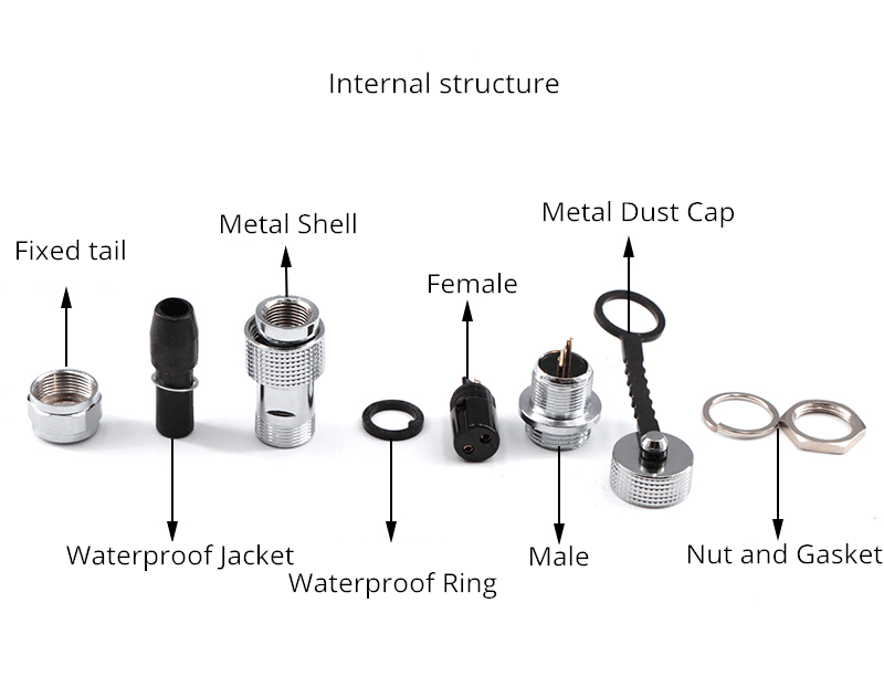 GX12 4pin IP67 Waterproof Connector Straight Male Socket Cable Mount with Metal Dust Cap