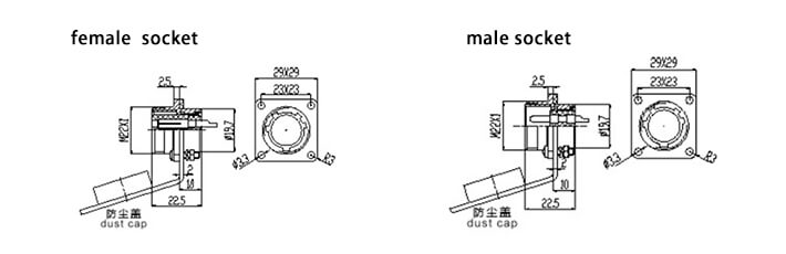 Male Plug Female Socket P40 Straight 20 Pin for Cable 4 Holes Flange Receptacles