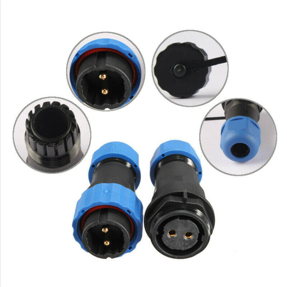 2 Pin Waterproof Connector SP17 IP68 Cable Plug Socket In-line Type