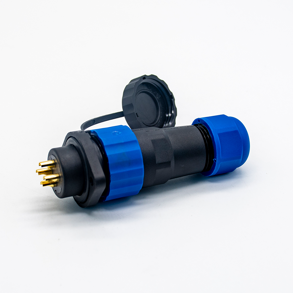 4 Pin Connector Waterproof Male Plug & Female Socket 2 Holes Flange Panel Mount Solder Type SP21 Series