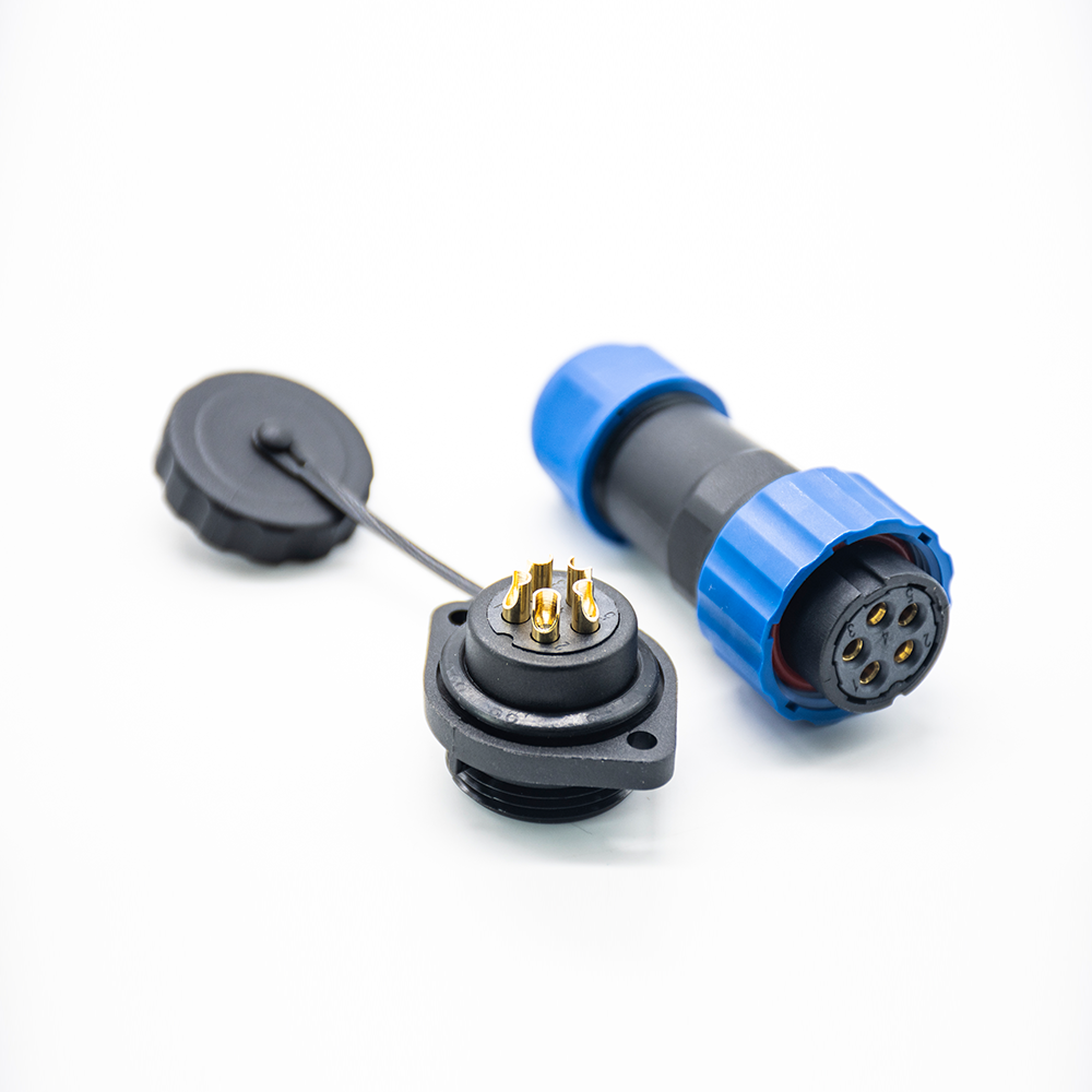 5 Pin Waterproof Connector Female Plug & Male Socket 2 Holes Flange Panel Mount Solder Type SP21 Series