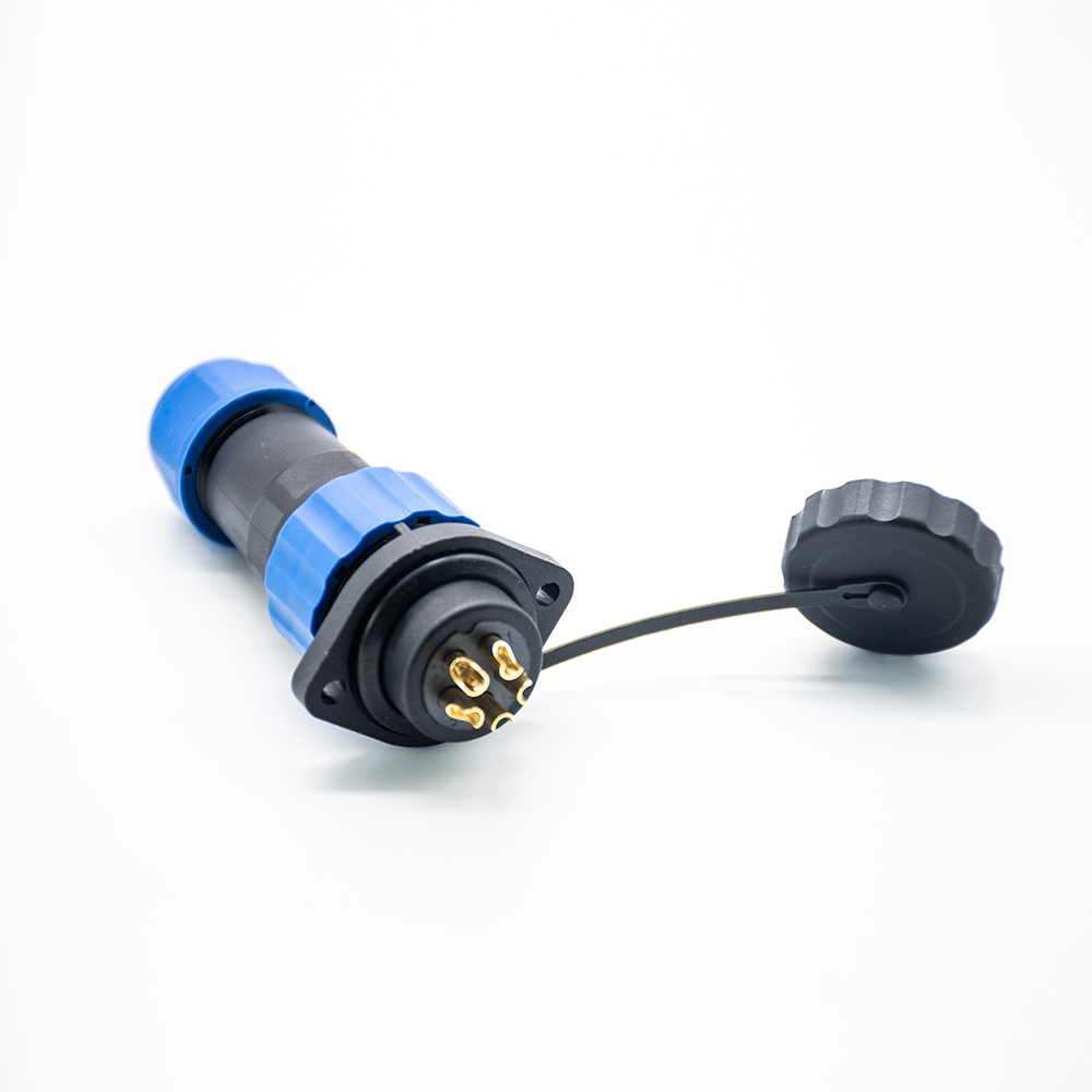 5 Pin Waterproof Connector Female Plug & Male Socket 2 Holes Flange Panel Mount Solder Type SP21 Series