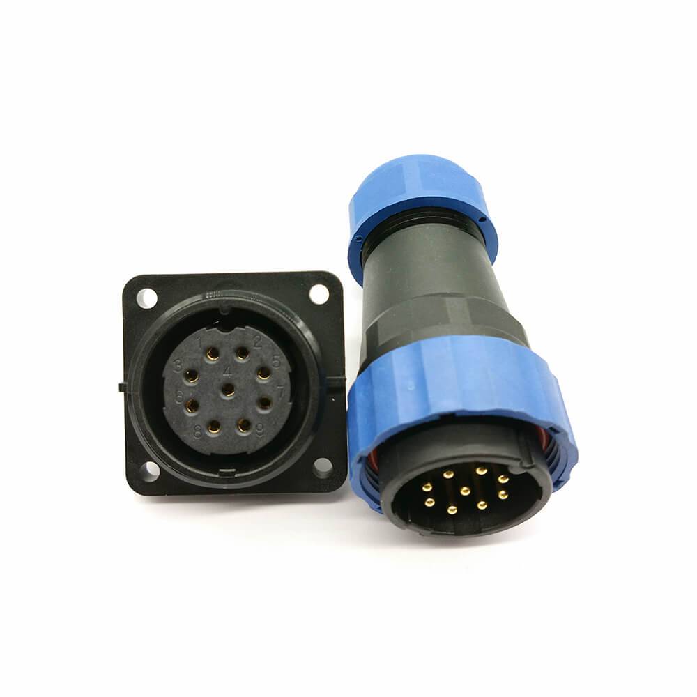 Elecje Connector SP29 9Pin Straight Plug&Socket 4 Hole Flange