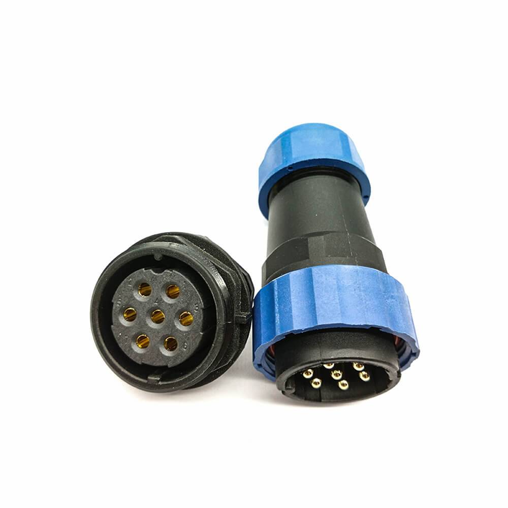 Elecje IP68 SP29 7Pin Aviation Connector Plug Straight&Socket Rear-nut Mount