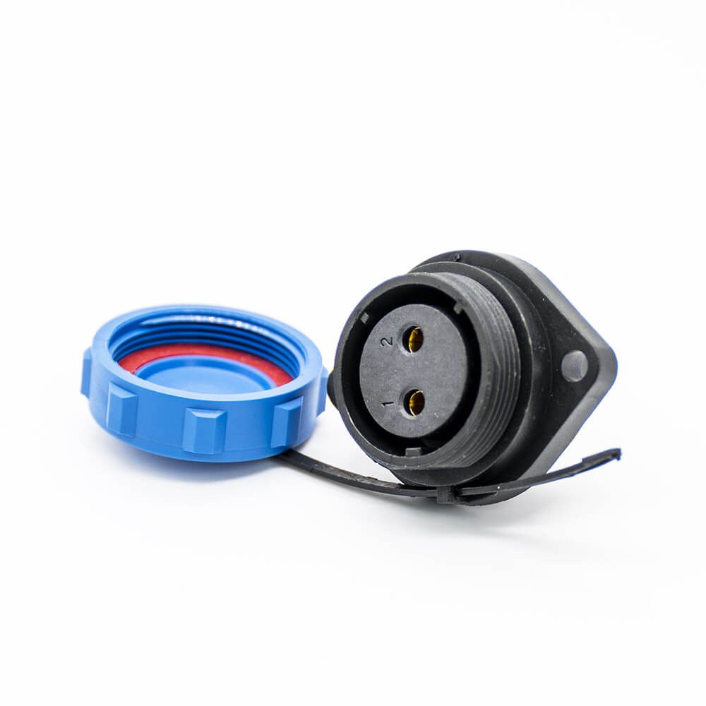 SP21 2 Pin Connector Waterproof Male Plug 2 Holes Flange Female Socket Solder Type Panel Mount