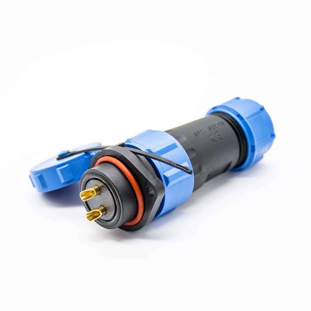 SP21 2 Pin Connector Waterproof Male Plug 2 Holes Flange Female Socket Solder Type Panel Mount