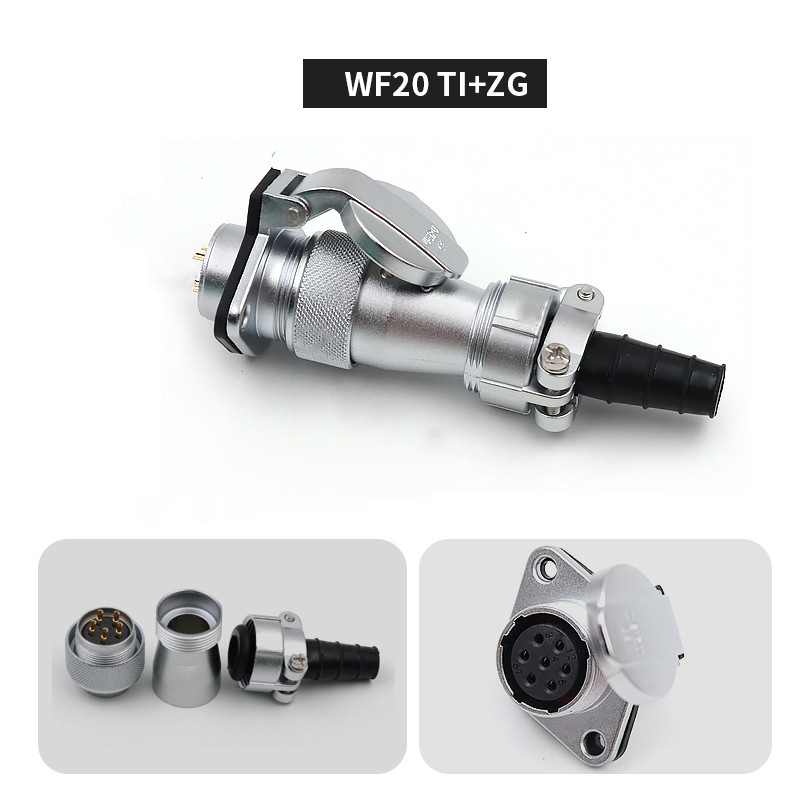 WF20-5pin TI/ZG Metal Flange Jack with Cap Panel Mount IP65 Male Plug Female Socket Aviation Connector